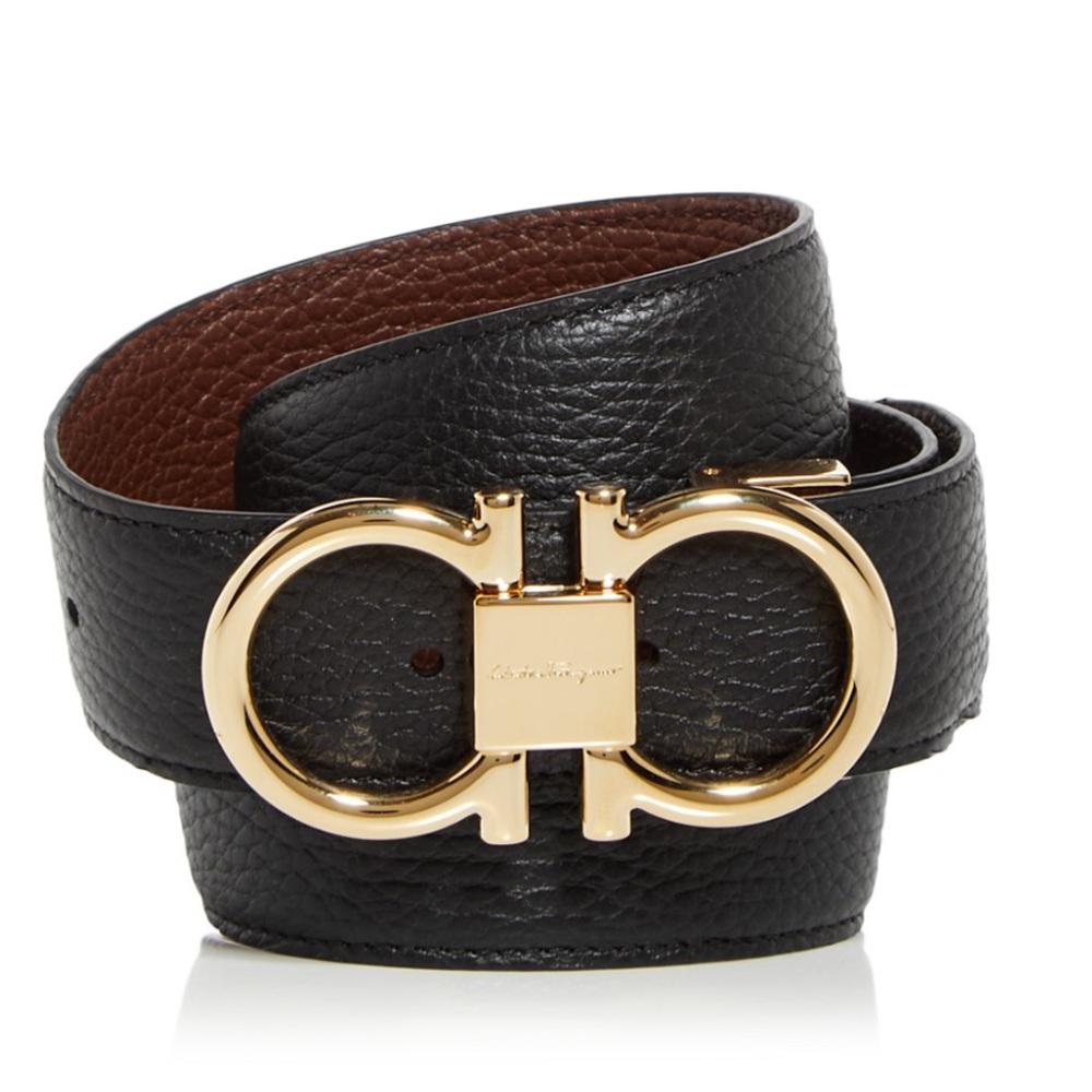 Salvatore Ferragamo unisex Gancini logo reversible leather buckle Belt NEW